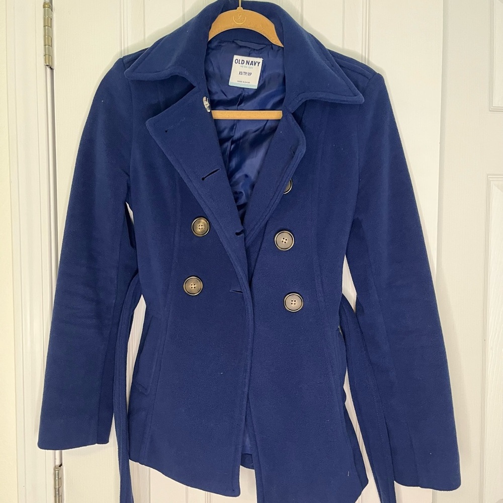 OLD NAVY Women's Blue Double-Breasted Belted Peacoat Size XS